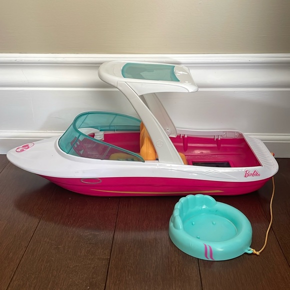 Mattel Barbie Doll Dolphin Magic Bottom View Boat With Life Raft - Picture 1 of 7